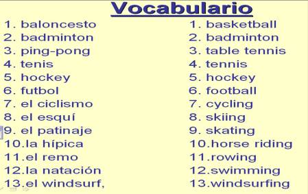 vocabulary sports